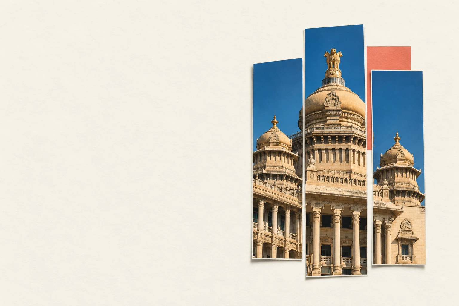 Three architectural cutouts suggesting different lenses on regional India